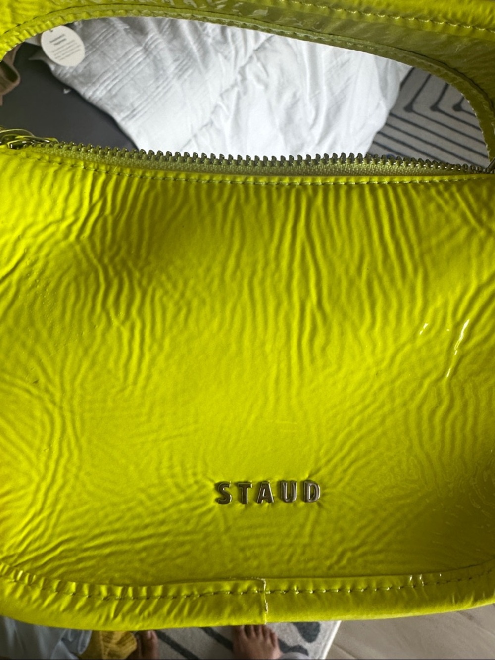 STAUD Neon Yellow Leather Crossbody Bag - Picture 4 of 4